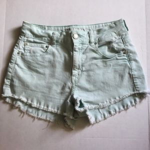 American Eagle Turquoise Distressed Denim Shorts